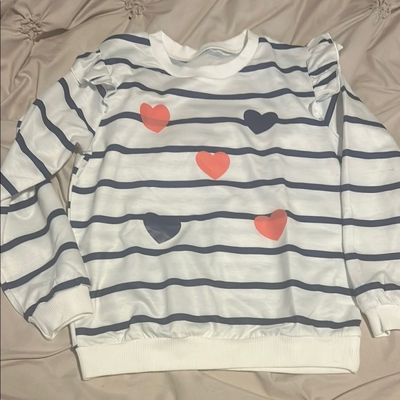 Nautical White and Blue Heart Patterned Hoodie - Picture 1 of 3